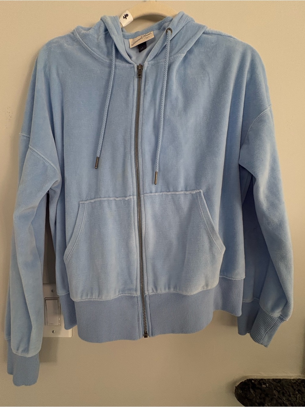 Universal Thread Pale Blue Zip-Front Hooded Bomber Jacket